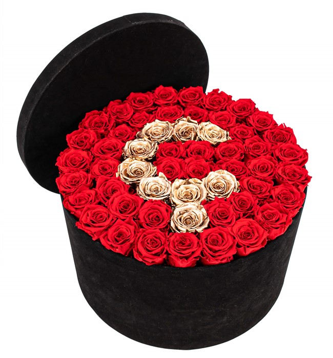 Kişiye Özel Kadife Kutuda Kırmızı Solmayan Güller