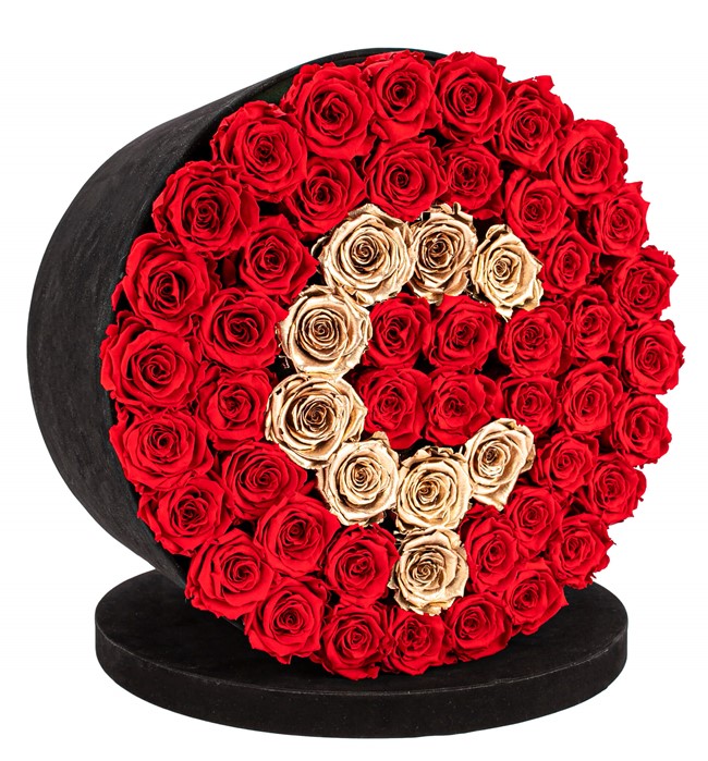 Kişiye Özel Kadife Kutuda Kırmızı Solmayan Güller
